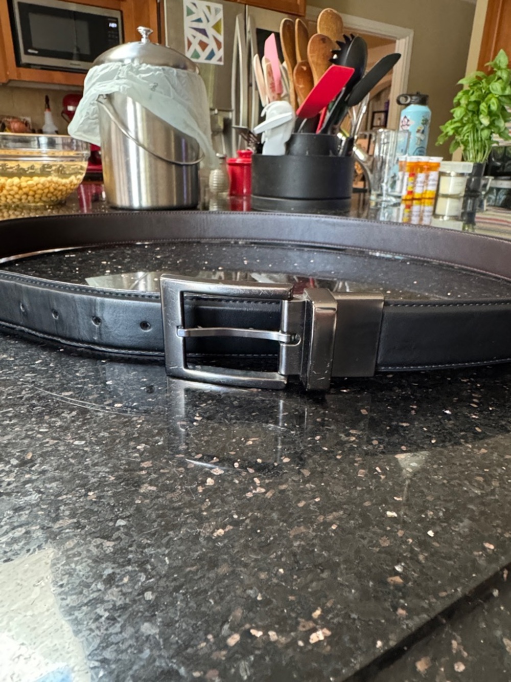 Reversible Black/Brown Belt with Silver Buckle